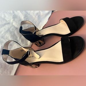 TORRID wide width black faux suede ankle strap block heel